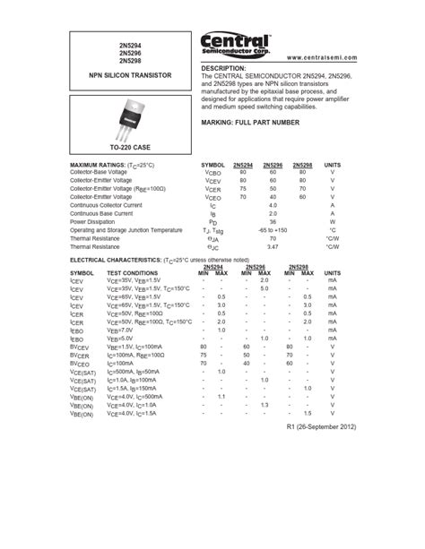 2N5296 TRANSISTOR Datasheet Distribuidor Stock Y Mejor Precio