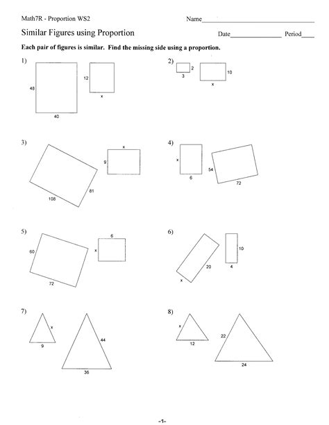 Similar Figures Proportions Worksheet