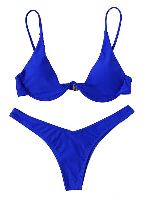 Verdusa Women S Sexy Triangle Bathing Two Pieces Swimsuit Bikini Set