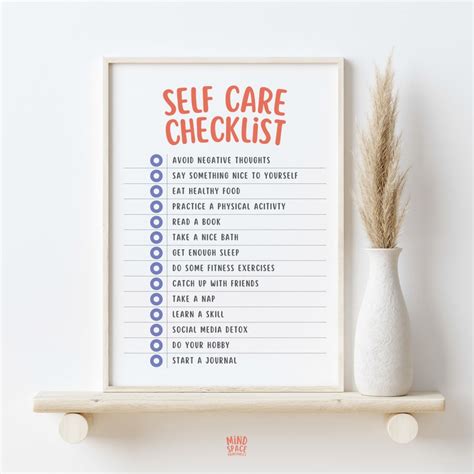 Self Care Checklist Printable Check In Sign Coping Skills Etsy