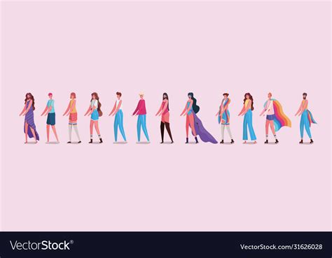 Women And Men Cartoons With Costumes And Lgtbi Vector Image