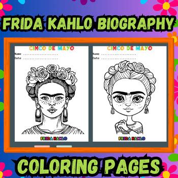 Frida Kahlo Coloring Pages Biography Cinco De Mayo Celebrations Worksheet