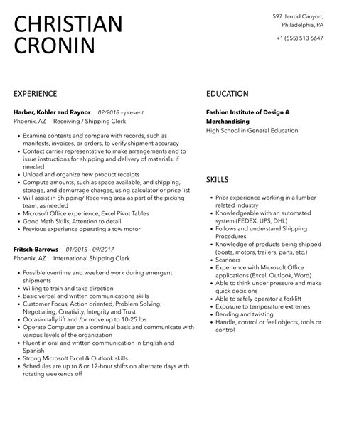 Shipping Clerk Resume Samples Velvet Jobs