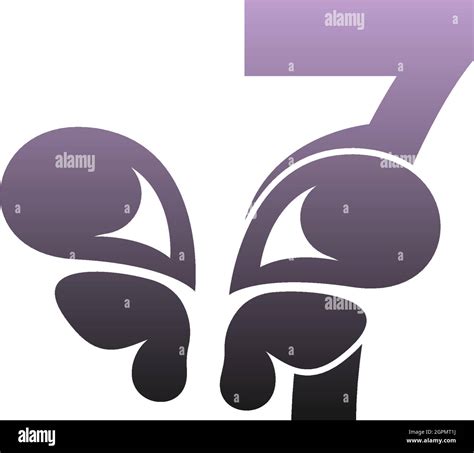 Number 7 With Butterfly Icon Logo Design Vector Stock Vector Image