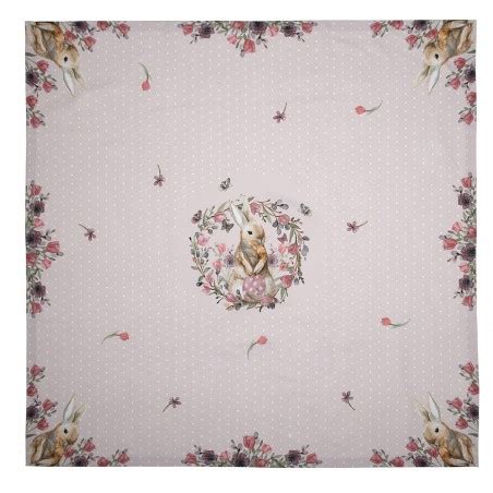 Hbu Nappe X Cm Beige Rose Coton Fleurs De Lapin Carr Nappes De