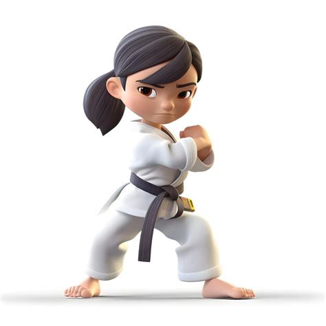 Premium AI Image | Karate girl with black belt on white background3d rendering