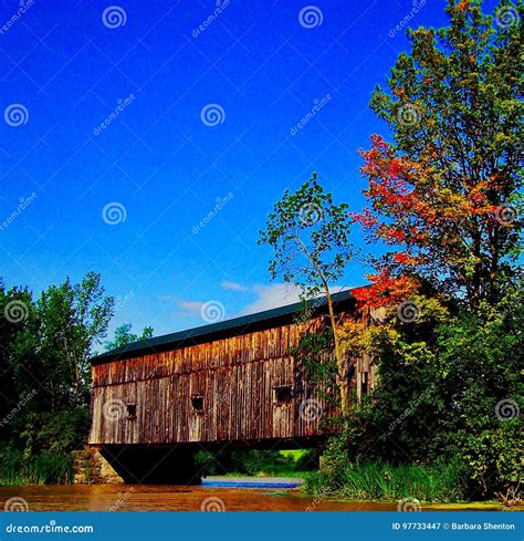 Covered Bridge Stock Image Image Of Trees Scenic Bridge 97733447