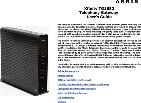 ARRIS TG1682 4-port DOCSIS 3.0 Gateway User Manual User Guide