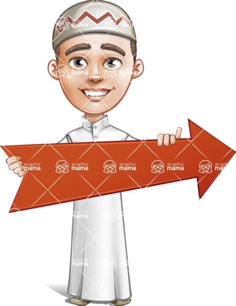 Cute Arab Boy Cartoon Vector Character Design Arrow 2 Graphicmama