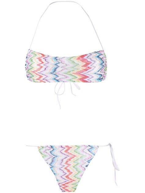 Missoni Zigzag Knit Halterneck Bikini Set In Weiss Modesens