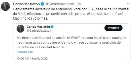 Carlos Maslatón reveló que votará a Massa en el balotaje Milei se