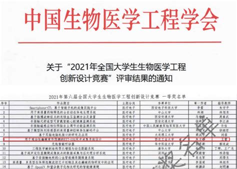 我校学生在“2021年全国大学生生物医学工程创新设计竞赛” 荣获一等奖 西北工业大学医学研究院