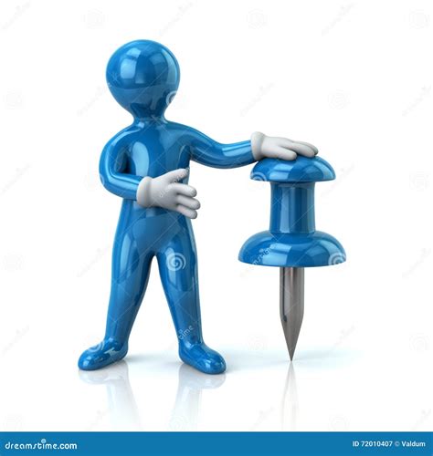 Blue Man And Push Pin Stock Illustration Illustration Of Human 72010407