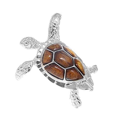 Sterling Silver Koa Turtle Pendant 33mm Royal Hawaiian Heritage Jewelry