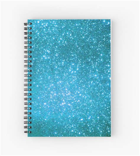 Blue Glitter Cool Glamour Stylish Girly Pattern Design Spiral Notebook For Sale By