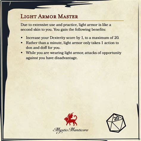 Feat - Light Armor Master : r/DnDHomebrew