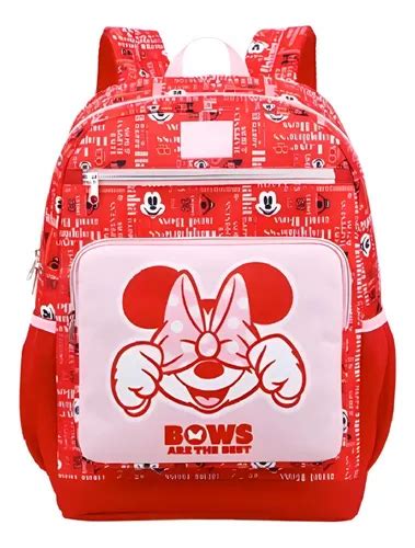 Mochila Escolar De Costa Minnie Mouse Premium Cor Vermelho Frete Gr Tis