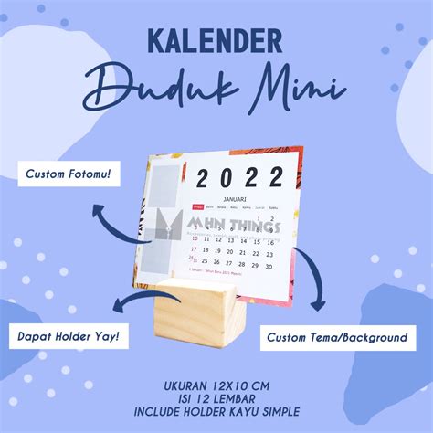 Jual Free Box Lembar Kalender Duduk Mini Kalender Meja Mini