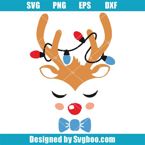 Cute Boy Reindeer Svg Boy Christmas Svg Reindeer Face Svg