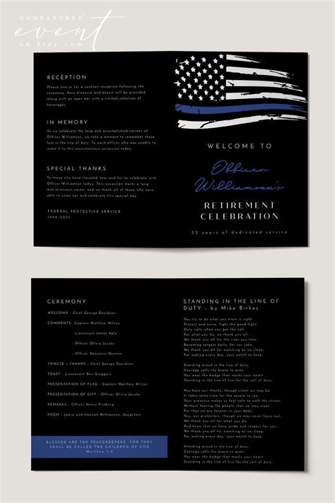 POLICE Retirement Program Template Folded Retirement Program Etsy In