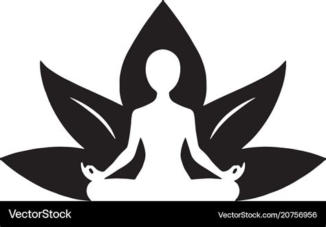 Yoga lotus icon black and white drawing Royalty Free Vector