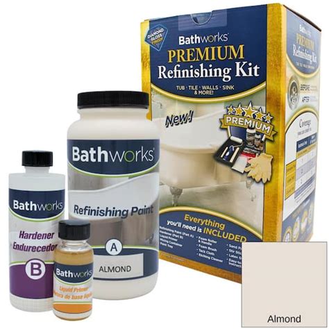 BATHWORKS 20 Oz DIY Bathtub And Tile Refinishing Kit Almond BWK 04