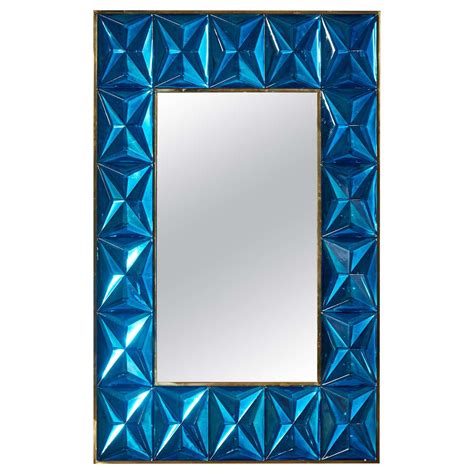 Murano Blue Diamond Glass Mirror Legacy Antiques