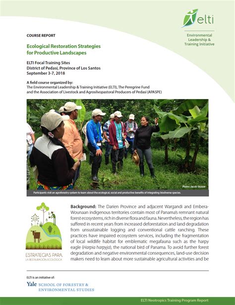 Ecological Restoration Strategies For Productive Landscapes Elti