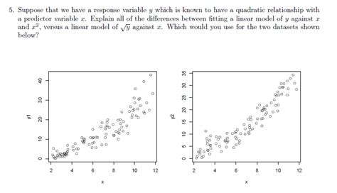 Solved 5 Suppose That We Have A Response Variable Y Which