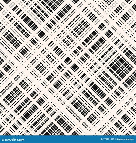 Vector Monochrome Seamless Pattern With Diagonal Cross Lines Square