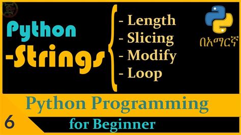 Python 6 Python String Python Tutorials For Beginner In Amharic Youtube