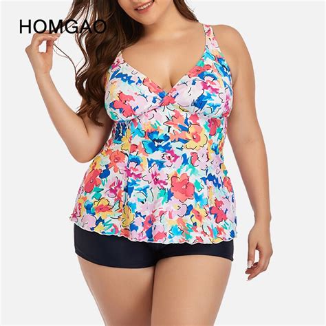 Homgao Sexy V Neck Swimwear Women Large Size 4xl Swimsuit Two Piece