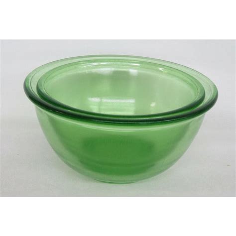 Hazel Atlas Green Uranium Depression Glass Set Of 2 Nesting Mixing Bowls Chairish