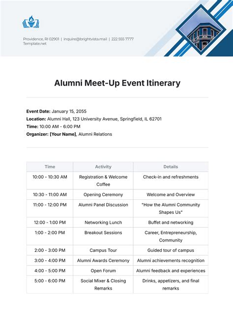 graduation itinerary template  edit