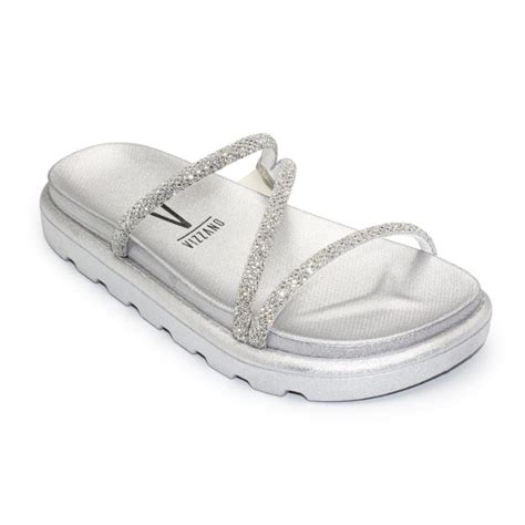 Chinelo Flat Vizzano Feminino Tira Strass Casual 6459 318 Prata