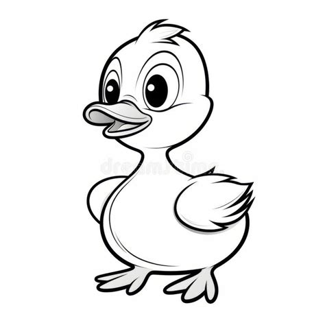 Minimalist Cartoon Duck Coloring Page for Children Stock Illustration ...