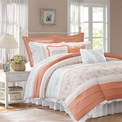 Dawn Coral Print 9 Piece Comforter Set 93n85 Lamps Plus