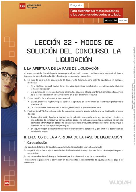 Tema Mercantil Ii Leccin Modos De Solucin Del Concurso