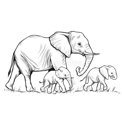 elephant herd drawing  kids