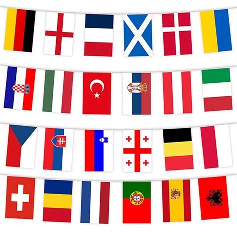 Euro 2024 Large Country Flags Bunting 16m Partyrama