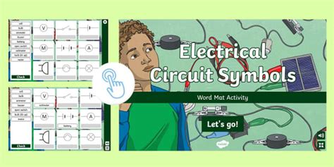 Electrical Circuit Symbols Word Mat Matching Activity