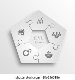 Five Piece Flat Puzzle Round Infographic Stock Vector Royalty Free