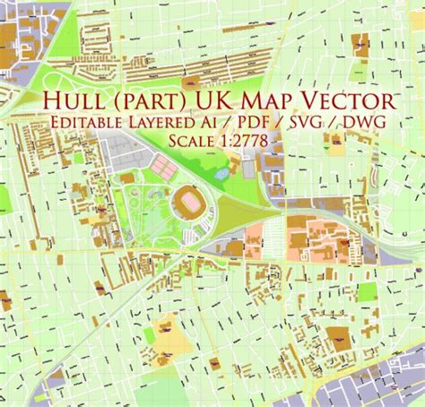 Hull Uk Part Map Vector Exact City Plan High Detailed Street Map