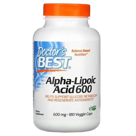 Doctors Best Alpha Lipoic Acid 600mg 180 Vegetarian Capsules Low