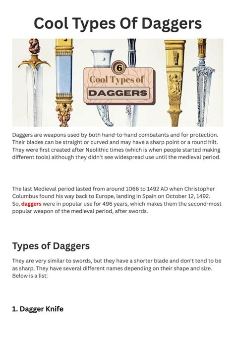 6 Cool Types Of Daggers