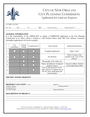 Fillable Online Nola Application For Land Use Request City Of New