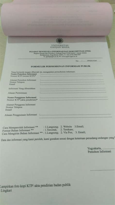 Formulir Dan Tanda Terima Permohonan Informasi Publik Informasi