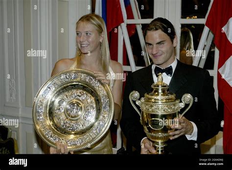 2004 Wimbledon champions Maria Sharapova and Roger Federa pictured at ...