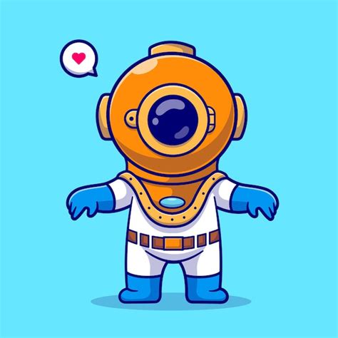 Ilustración de icono de vector de dibujos animados de pie de buzo lindo