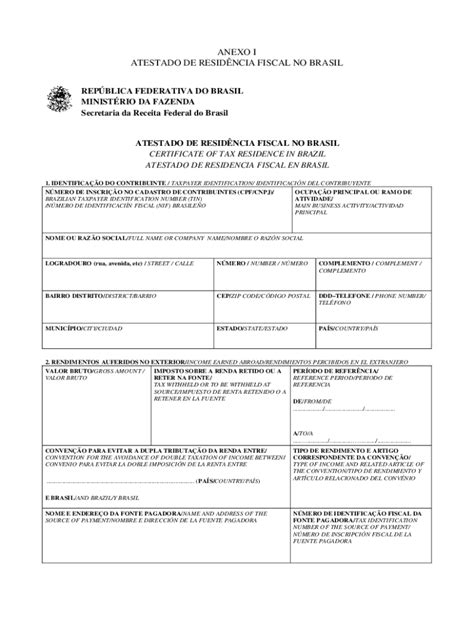 Fillable Online PDF Atestado De Residncia Para A Receita Federal Do